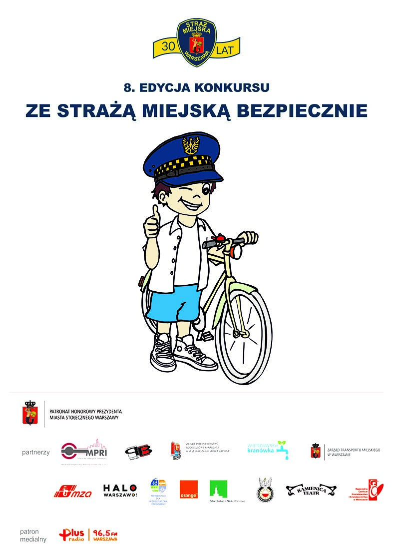 Plakat konkursu "Ze strażą miejską bezpiecznie"